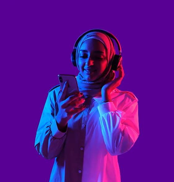 Image of a lady listening to music