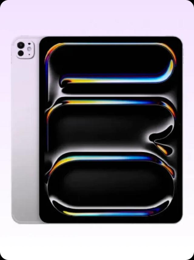 iPad Pro M5 shown from front and back on light background