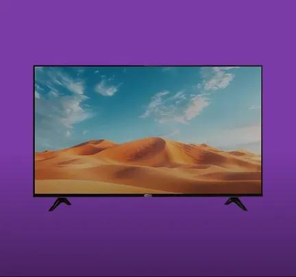 flat screen smart TV showing desert landscape