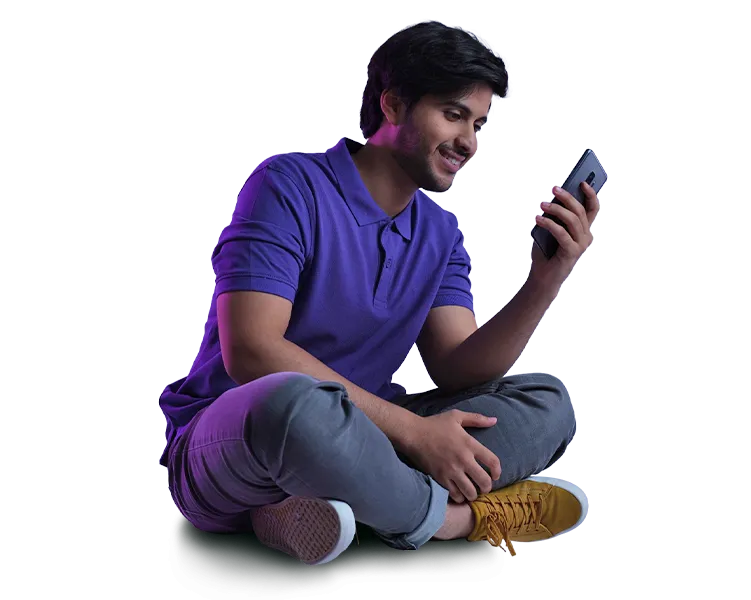 Everything you want, nothing you don't need. Guy sitting dow with his phone on his left hand