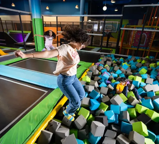 A lady jumping